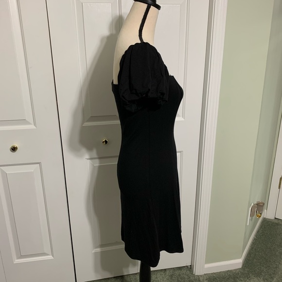 NWOT Black Puff Sleeve Dress M - Picture 2 of 5